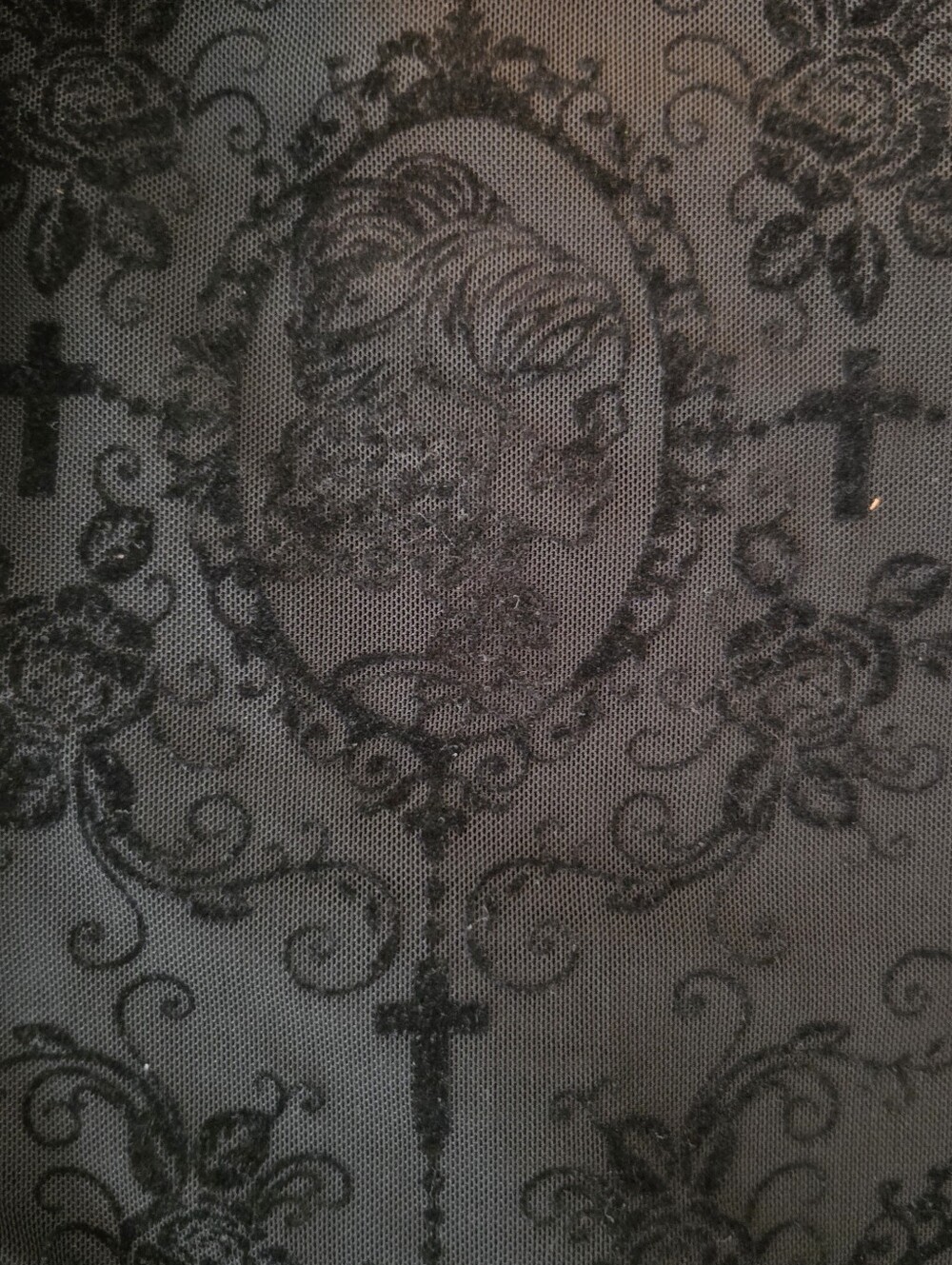 Black Gothic Velvet Burnout Leggings No Size - Picture 2 of 8